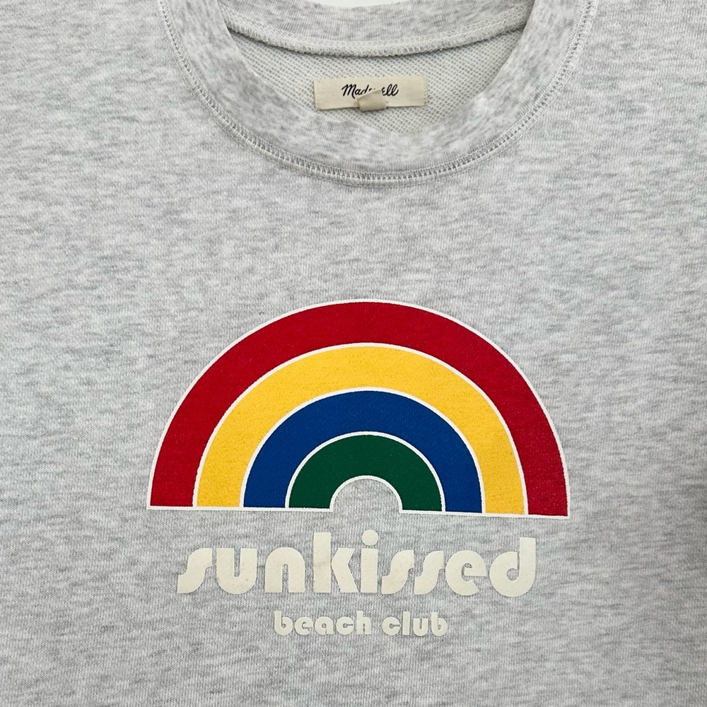 Madewell Sunkissed Beach Club Rainbow Lightweight Spring Sweatshirt - Light Grey - Picture 7 of 15